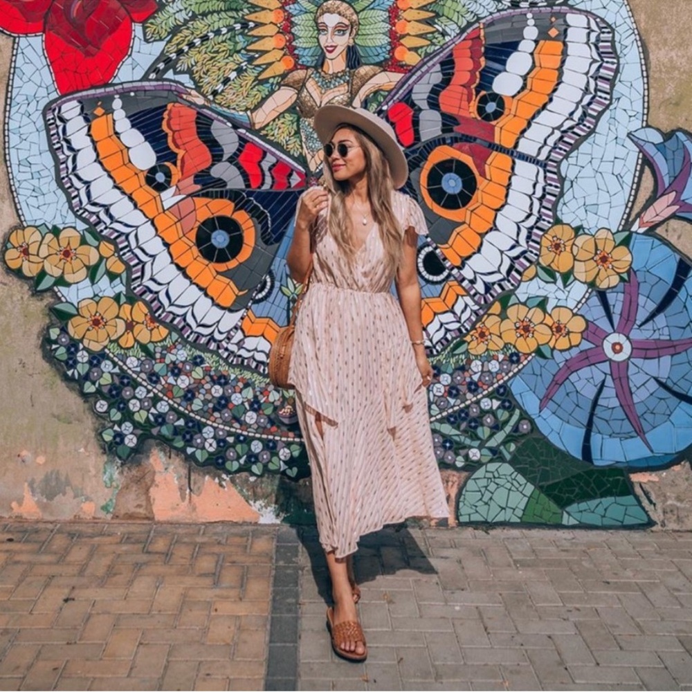 HOUSE OF HARLOW 1960 X REVOLVE Mota Dress in Nude Sz Medium